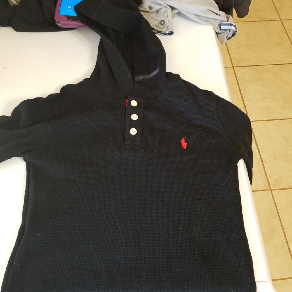 Boys polo hooded thermal shirt